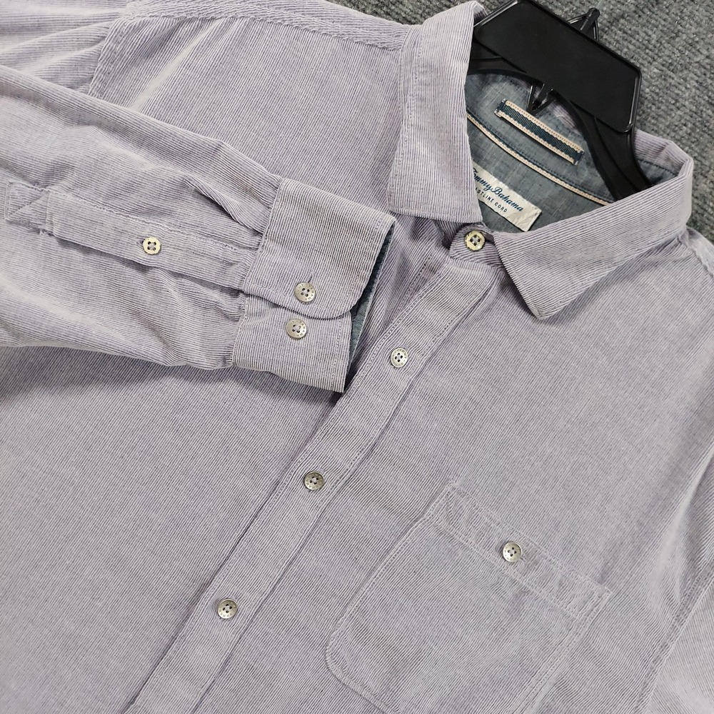 Tommy Bahama Shirt Mens Large Purple Long Sleeve Corduroy Button Up Coastline